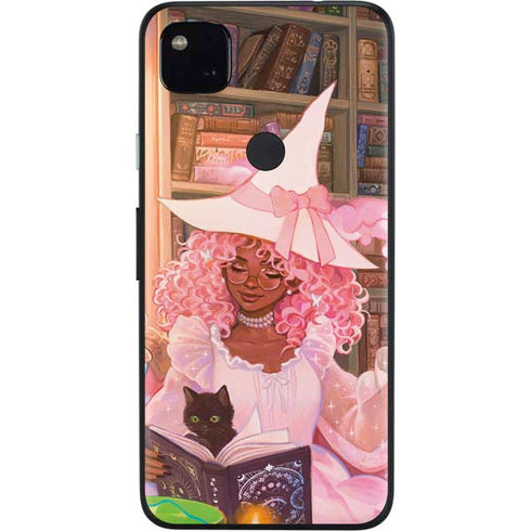 Pink Anime Witch Girls in Library with Cats by Ivy Dolamore Google Pixel 4a Skin